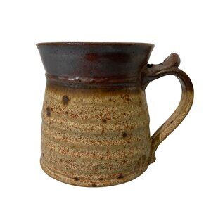 Studio Pottery Mug With Brown And Beige Speckled Glaze With Maker's Mark